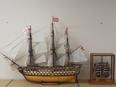 Lot 396 - A large scale kitbuilt wooden fully rigged...