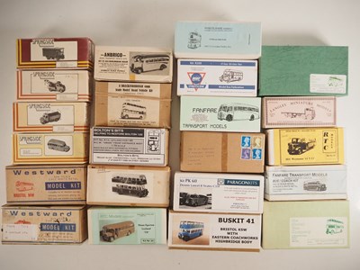 Lot 542 - Unbuilt 1:76 scale white metal and resin bus...