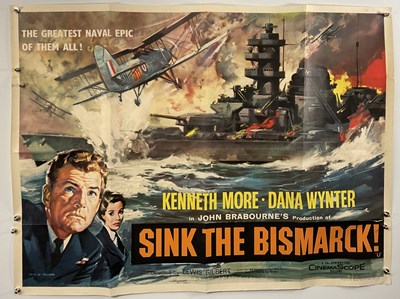 Lot 295 - SINK THE BISMARCK! (1960) UK Quad film poster,...