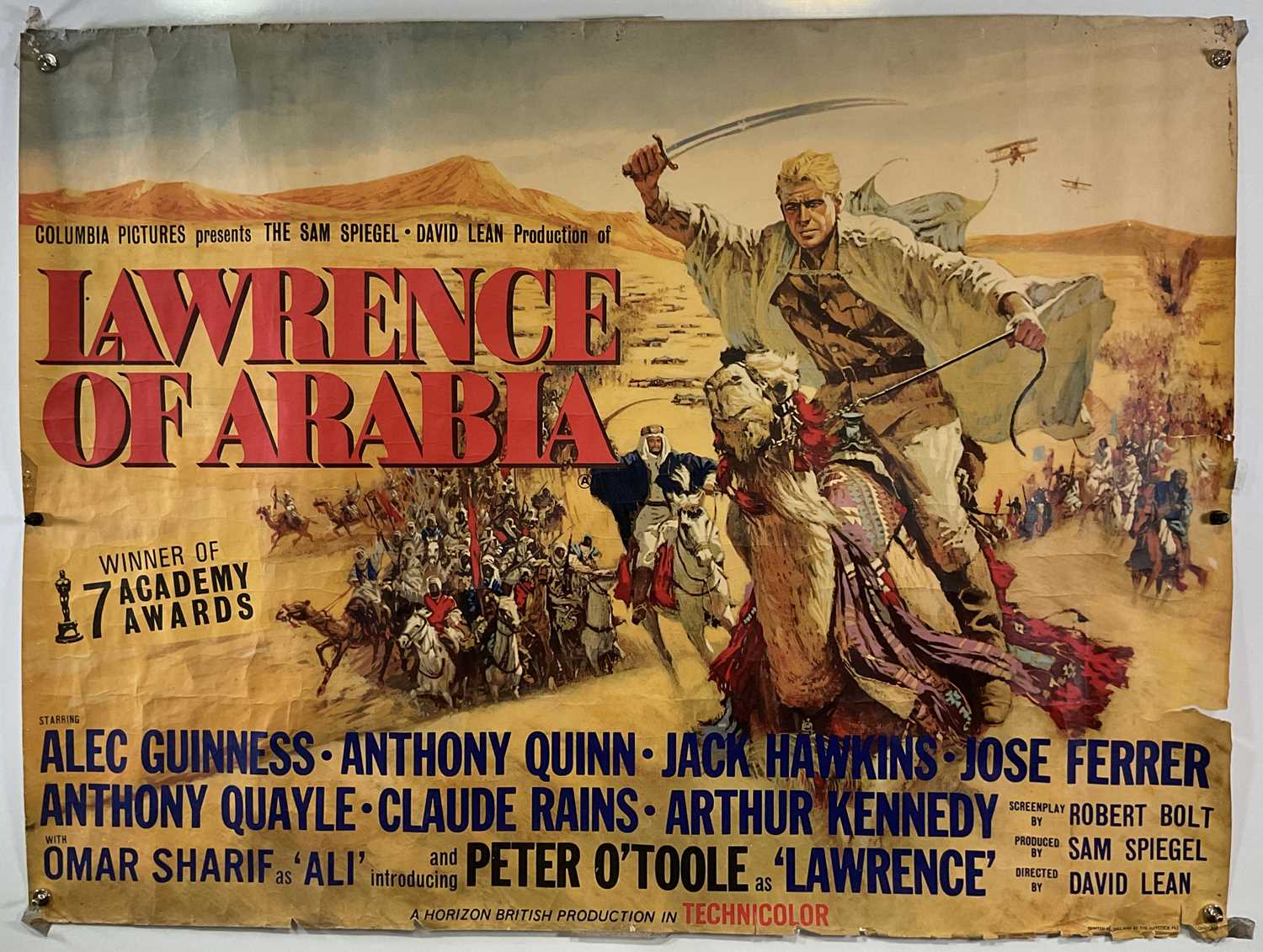 Lot 266 - LAWRENCE OF ARABIA (1962) UK quad film poster,...