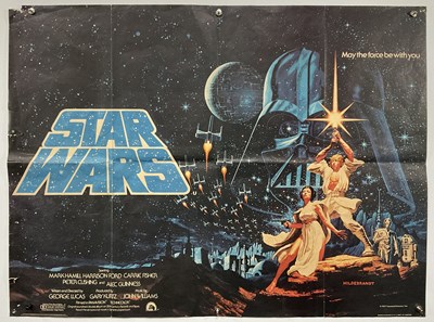 Lot 440 - STAR WARS (1977) UK Quad film poster featuring...