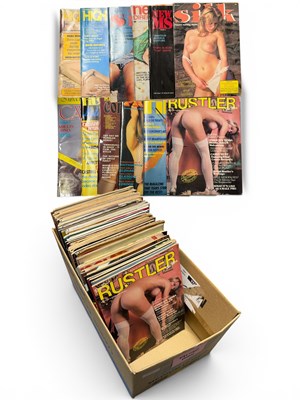 Lot 615 - A collection of vintage adult magazines,...
