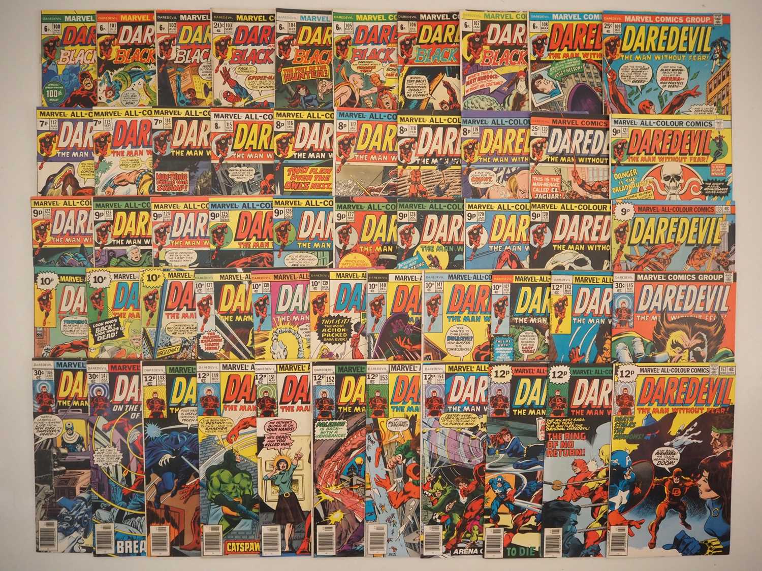 Lot 7 - DAREDEVIL #100-109, 112-130, 133-143, 145-149,...