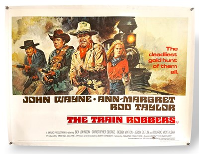 Lot 239 - THE TRAIN ROBBERS (1973) UK Quad film poster,...
