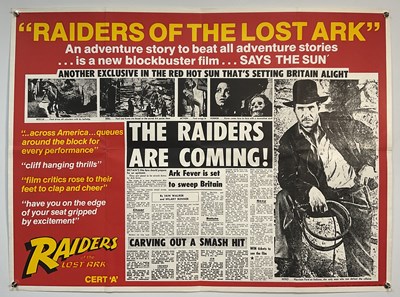 Lot 244 - RAIDERS OF THE LOST ARK (1981) UK Quad, a very...