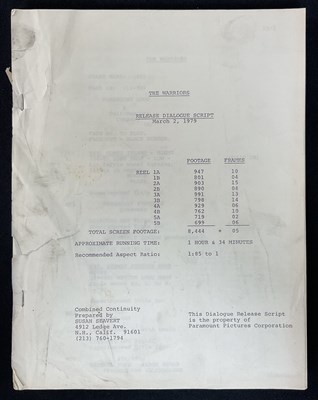 Lot 237 - THE WARRIORS (1979) A complete release...