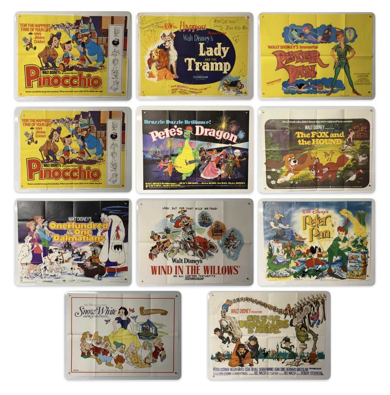 Lot 40 - A group of 11 Walt Disney UK Quad film posters...