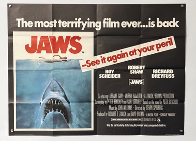 Lot 400 - JAWS (1975) UK Quad film poster from a 70's re-...