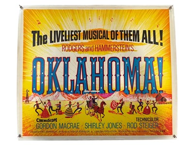 Lot 23 - OKLAHOMA (1956) linen-backed UK quad film...
