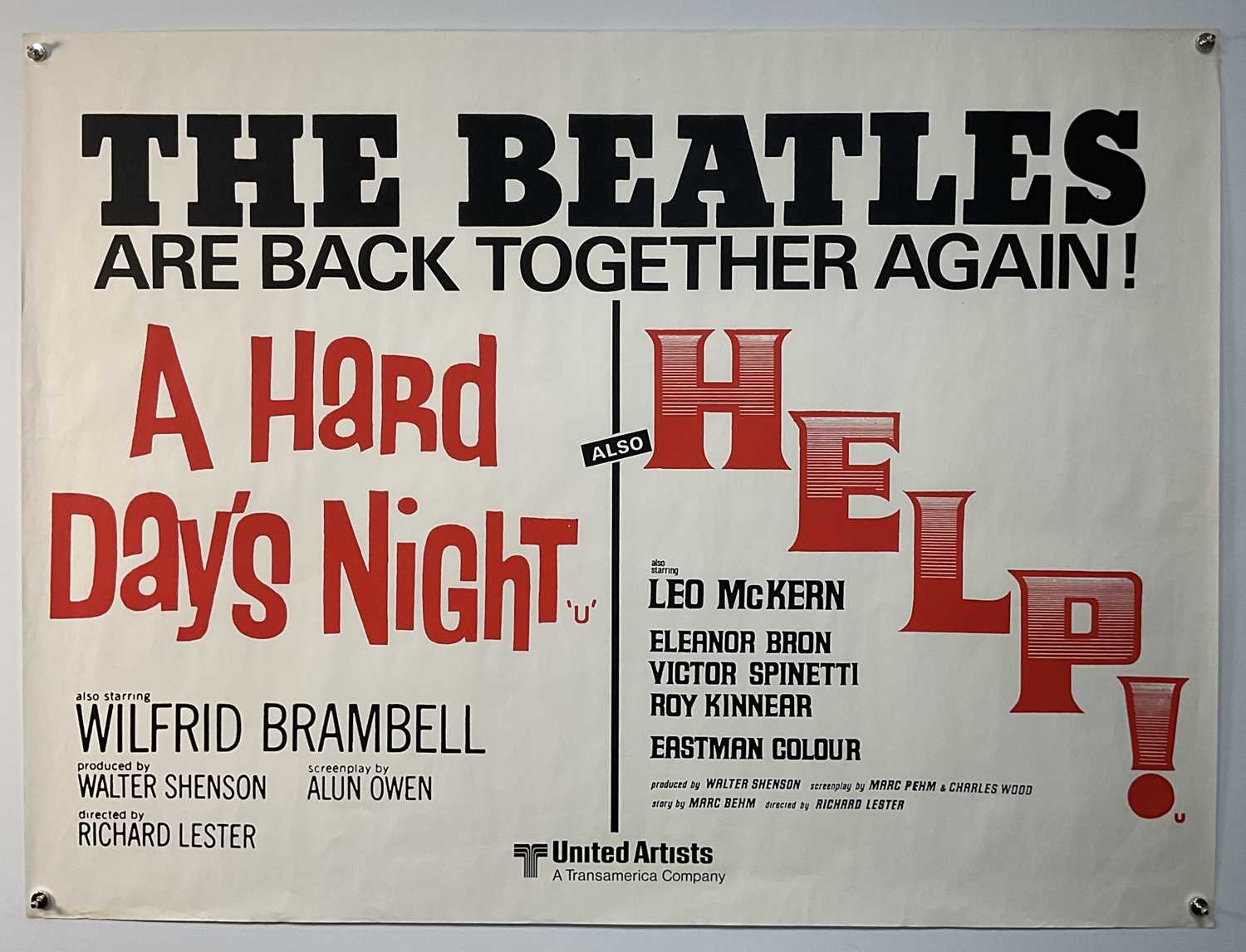 Lot 6 - A HARD DAY'S NIGHT / HELP! (1964 / 65) UK Quad...