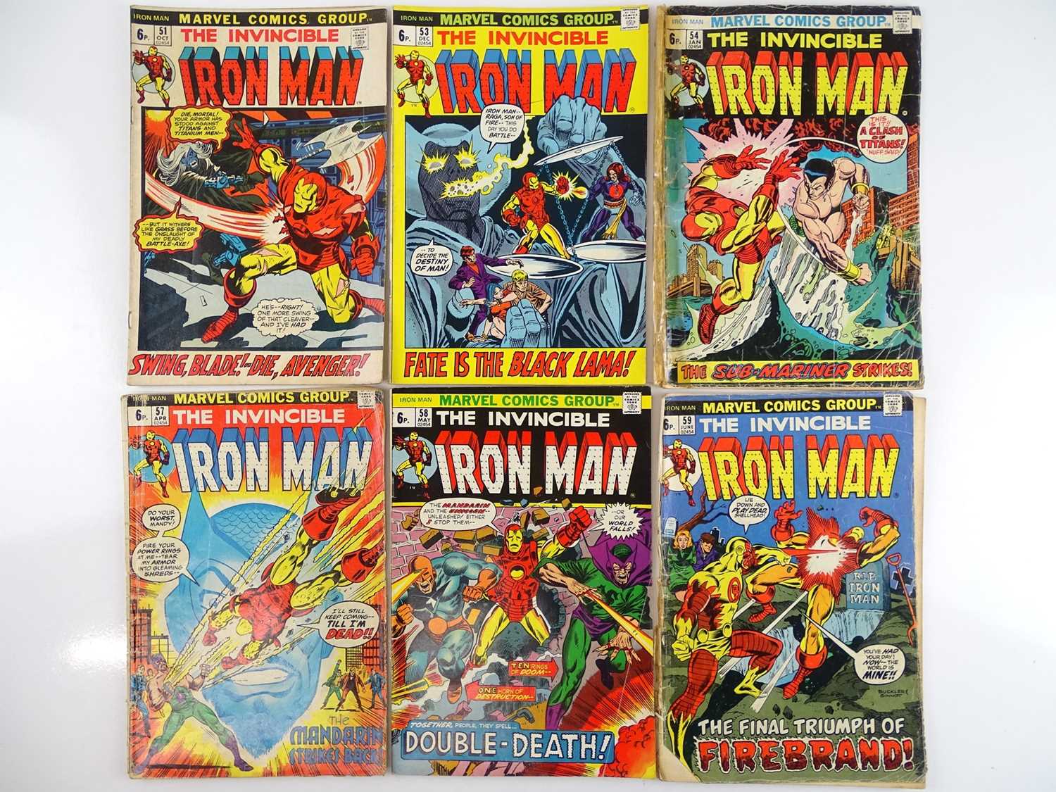 Lot 58 - IRON MAN #51, 53, 54, 57, 58, 59 - (6 in Lot) -...