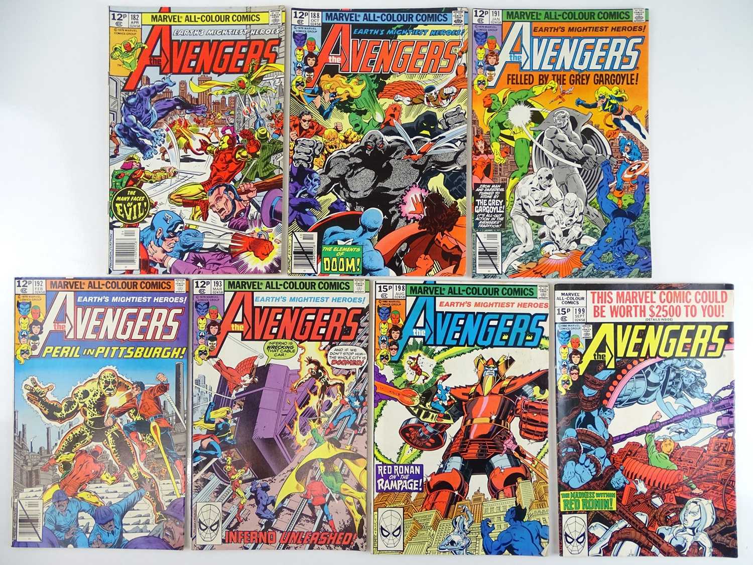 Lot 77 - AVENGERS #182, 188, 191, 192, 193, 198, 199 -...