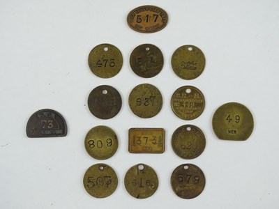 Lot 136 - A selection of brass Railway pay tokens from...