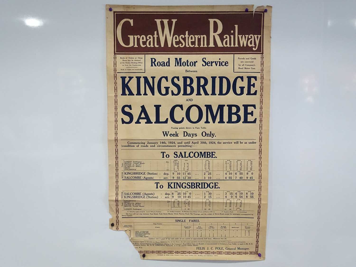 Lot 18 - GREAT WESTERN RAILWAY - 'Road Motor Service...