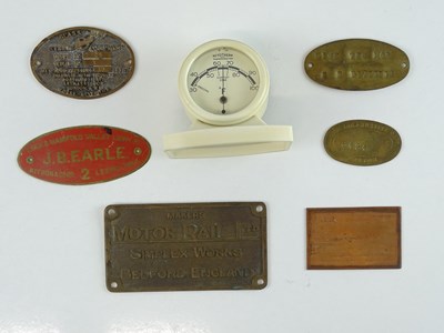 Lot 39 - A group of Railway related brass works plates...