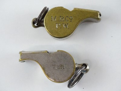 Lot 69 - A pair of Hudson's Patent Thunderer whistles -...
