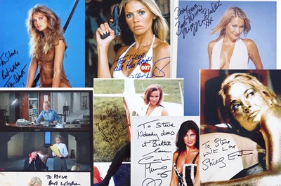 Lot 332 - JAMES BOND - A group of 10" x 8" signed...