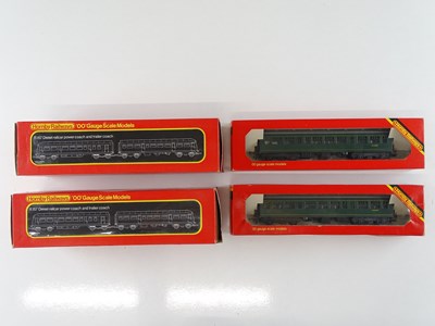 Lot 405 - A pair of HORNBY OO Gauge 3-car diesel...